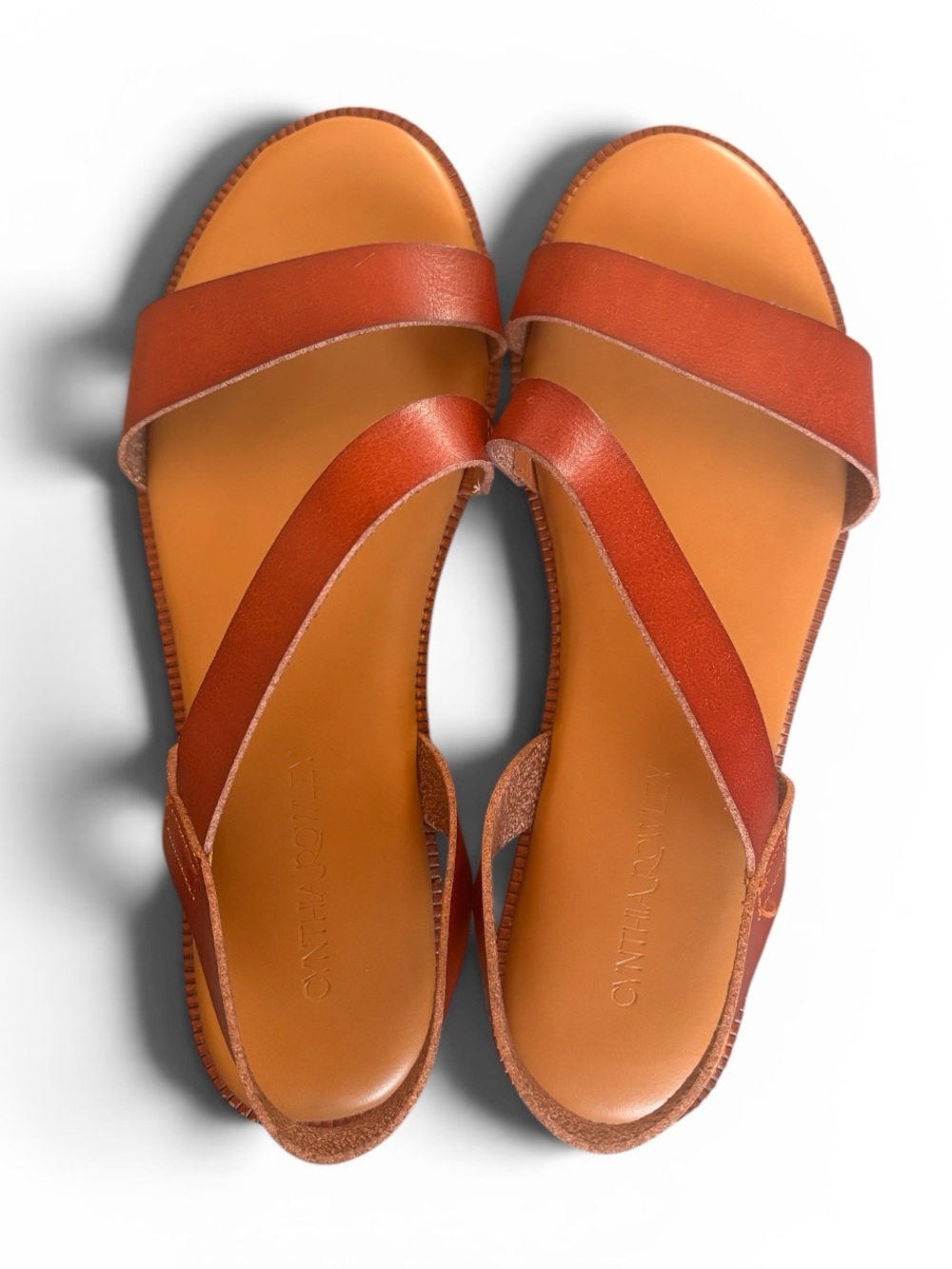 Cynthia Rowley Sandals Size 9 Vegan Brown Leather Slip On